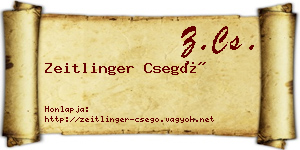 Zeitlinger Csegő névjegykártya